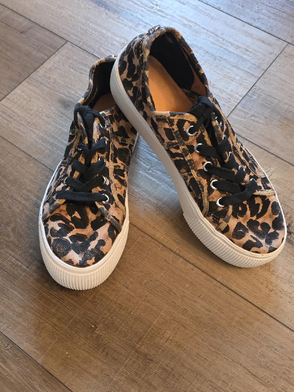 Steve Madden Platform Leopard Print Sneakers - Black and Tan